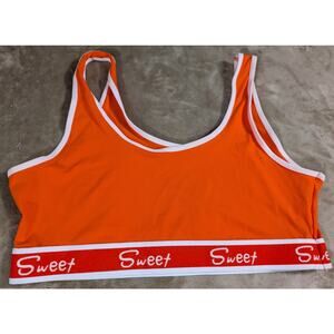 PLus Size XL Lingerie Sweet Bra Bralette NWoT Orange White Crop Top Lightweight